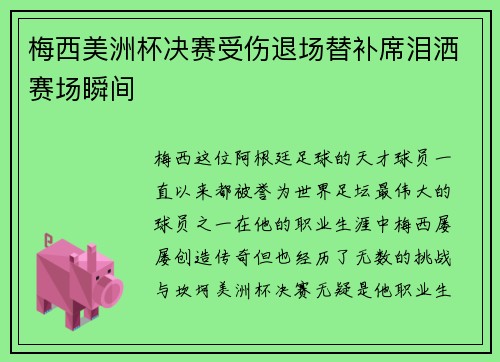 梅西美洲杯决赛受伤退场替补席泪洒赛场瞬间